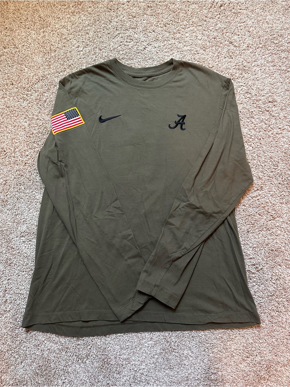 Nike Alabama Crimson Tide Military Appreciation Long Sleeve Olive Green Size L